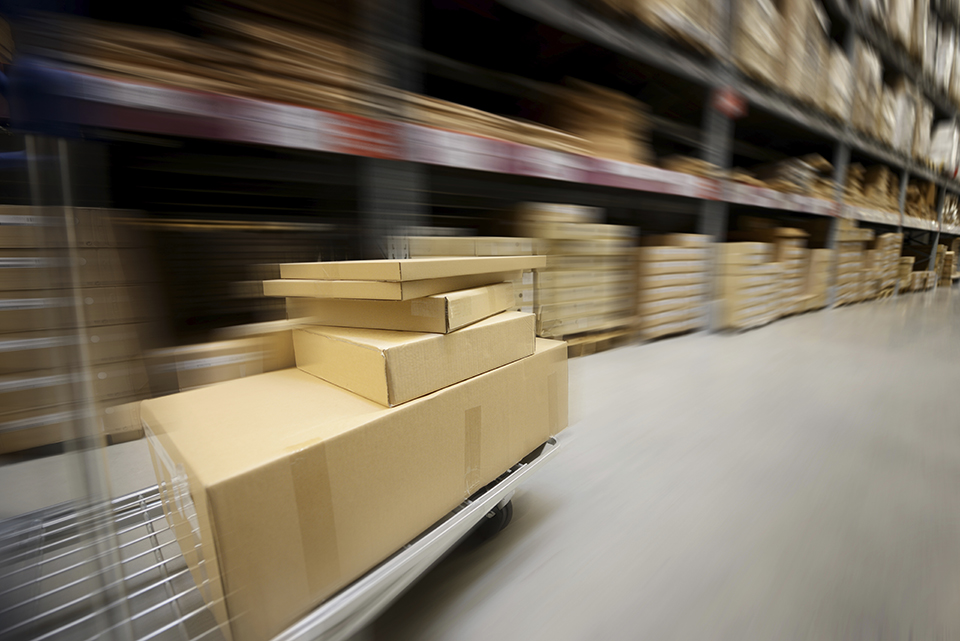 Packages being shipped from a warehouse