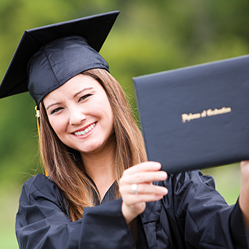 Female Grad Holding Diploma Cover