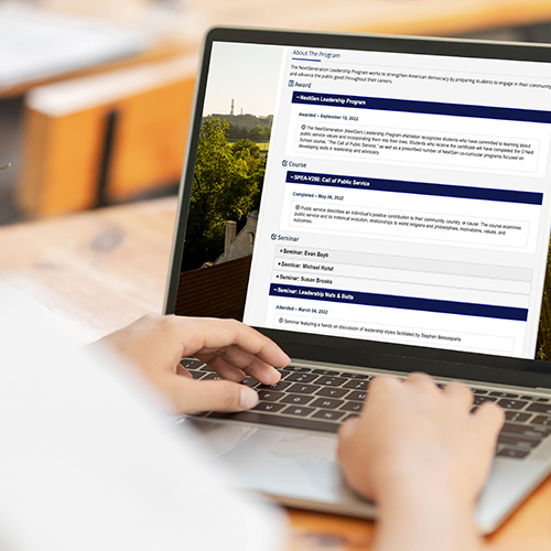 Student reviewing academic achievements and program details online — Paradigm’s digital credential platform for verified records and transcripts.