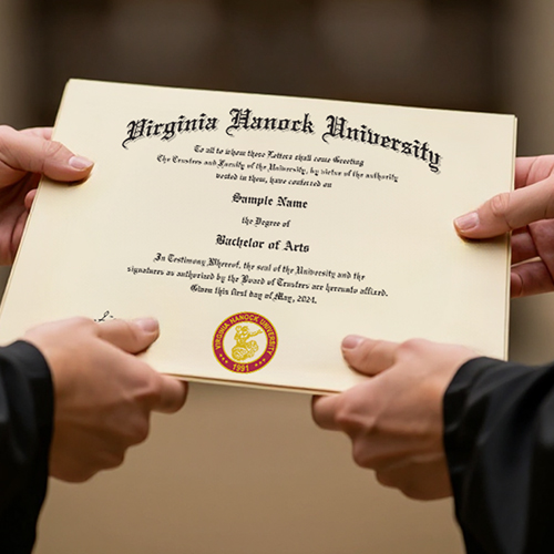 Two graduates holding official university diploma Student holding Paradigm diploma with SuretyLock QR code